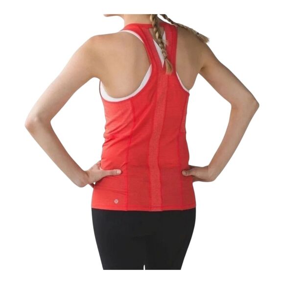 Lululemon Pedal To The Medal Singlet Tank Orange size 10 Heathered Alarming - Picture 7 of 12